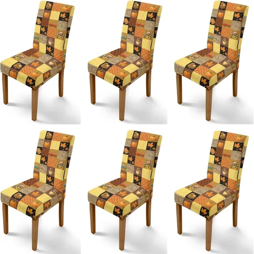 Miniatura 62 de Rnyleeg Thanksgiving Chair Covers for Living Room No Arms Turkey Pumpkin Stretch Dining Chair Covers Set of 6 Soft Washable Kitchen Chair Protector