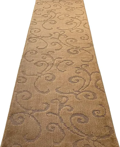 Miniatura 6 de Alfombra antideslizante de pasillo de longitud personalizada, Scroll Marrón Beige, 66 cm x 244 cm, se vende y se cotiza por pie Pergamino beige