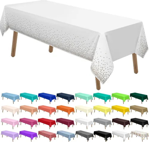 Miniatura 35 de Manteles de Plástico Azul Claro Paquete de 2 Cubiertas de Mesa Desechables 54 x 108 Pulgadas Manteles para Baby Shower Fiesta PEVA Manteles Azul