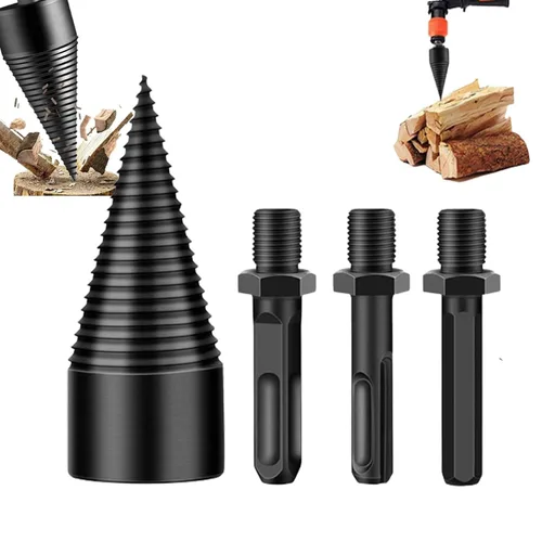 Miniatura 7 de HUHAO Juego de brocas divisoras de troncos para leña con diseño desmontable, cono de tornillo de división de madera resistente, 2 brocas