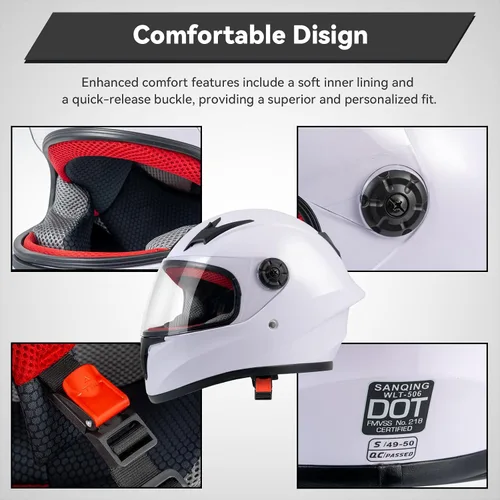 Miniatura 5 de Casco de motocicleta para niños, casco de cara completa para jóvenes, casco ligero aprobado por DOT para motocross, ATV, todoterreno, cascos