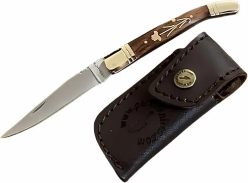 Perkin Navaja de bolsillo hecha a mano con funda de cuero, cuchillos de bolsillo plegables legales para hombres y mujeres, pequeños cuchillos