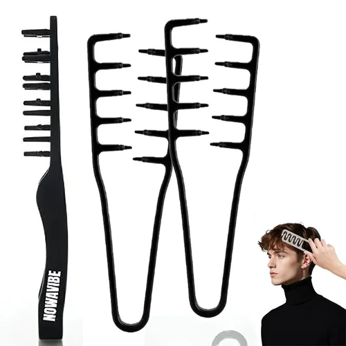 Miniatura 14 de Nowavibe Magic Comb - Peine de peinado con textura para hombres y mujeres, volumen y textura instantáneos, sin roturas ni tirones, estilos en Negro