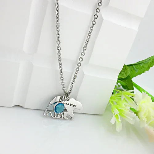 Miniatura 4 de YOUFENG Collar para mamá o madre con colgante de oso de 12 meses para mujeres y niñas, Cristal, circonita