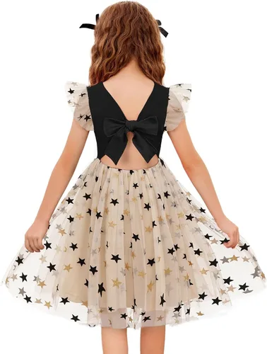 Miniatura 29 de Arshiner Vestido tutú de verano para niñas pequeñas, de tul sin espalda, para fiesta, cumpleaños, vestidos de algodón, 2-6 años