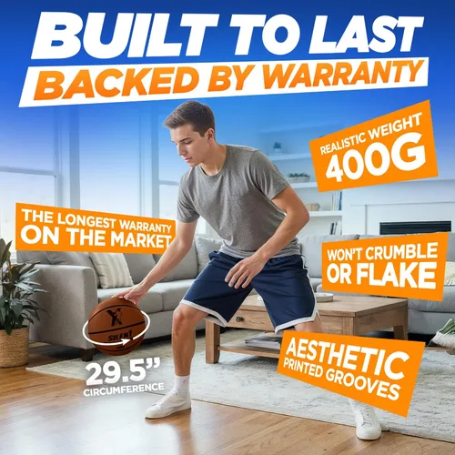 Miniatura 7 de YGA Silent Basketball Size 7 (29.5"): Grooved Airless Indoor Basketball with Upgraded 95% Bounce - Ultra Quiet Basketball for Dribbling Indoor