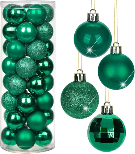Miniatura 14 de Adornos de bolas de Navidad negras de 2.36 pulgadas, 25 piezas inastillables, set de adornos de Navidad, bolas de Halloween, adorno negro para árbol