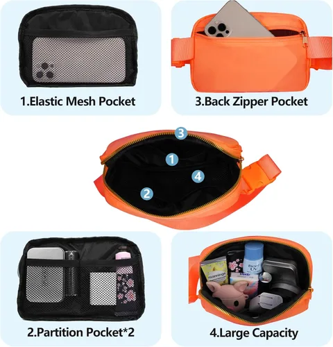Miniatura 103 de Riñonera cruzada para mujeres y hombres, bolsa para cinturón para senderismo con correa ajustable, riñonera para correr, entrenamiento, deportes