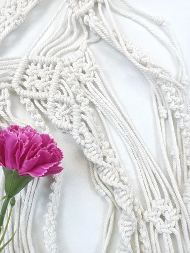 Miniatura 7 de kiido Tocado de novia con velo de novia, diadema bohemia hecha a mano, macramé, tiara nupcial, 39 pulgadas
