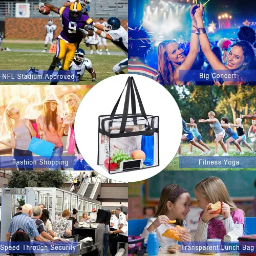 Miniatura 6 de Bolsa transparente aprobada para estadios, bolsa transparente de seguridad para estadios, viajes y gimnasio, 12 x 6 x 12 pulgadas