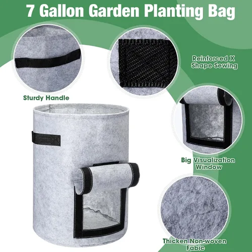 Miniatura 3 de Paquete de 16 bolsas de cultivo de patatas para jardín, bolsas de cultivo de patatas de jardín con solapa, bolsas de cultivo de verduras