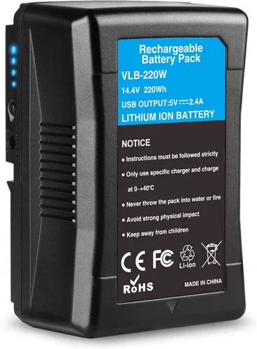 KUNLUN Batería de montaje en V de 220 Wh, 15000 mAh, batería Dtap con puertos USB D-TAP DC Batería de bloqueo en V para cámaras de video Sony,