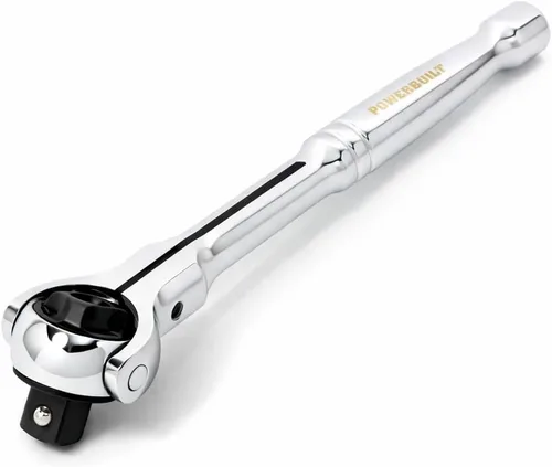 Powerbuilt Trinquete de cabeza giratoria, herramientas manuales de accionamiento de 3/8 pulgadas, giratorio, oscilación de 72 dientes y 5 grados,