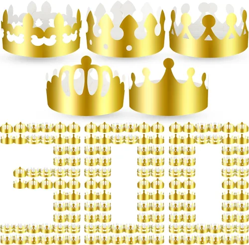 Miniatura 10 de Crtiin 100 piezas de coronas de papel doradas para fiesta de cumpleaños a granel para adultos, estudiantes de aula, suministros de sombrero, regalos
