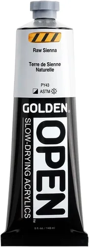 Miniatura 8 de GOLDEN OPEN Acrílicos de secado lento, Siena cruda, tubo de 2 fl oz, Pintura acrílica profesional, semiopaca Tierra de sierra natural