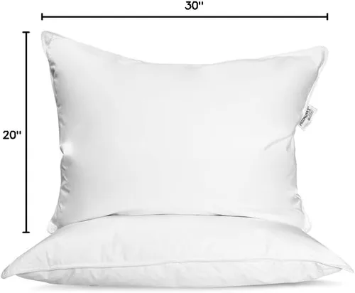 Miniatura 9 de Juego de almohadas de cama de tamaño estándar con plumas y plumón de hotel (paquete de 2)