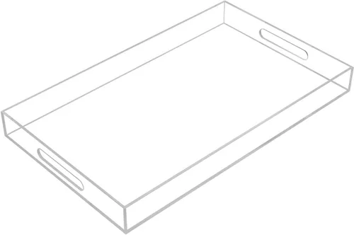 Miniatura 15 de KEVLANG - Bandeja de servir transparente y resistente de acrílico con asas - 12x16 pulgadas - Para servir café, aperitivos, desayuno, mayordomo