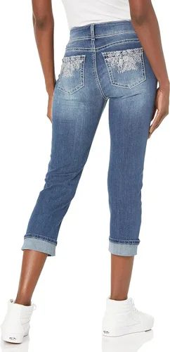 Miniatura 2 de WallFlower Luscious Curvy 23.5" Crop Mid-Rise Bling Insta Stretch Juniors (estándar y Plus)