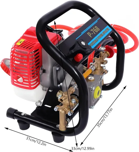 Miniatura 2 de Pulverizador de polvo de niebla de alta presión de 26CC de 2 tiempos, máquina de pulverización agrícola de gasolina de mano 0.9HP, pulverizador a