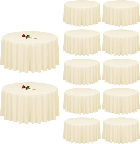 Miniatura 10 de 12 paquetes de manteles blancos, 52 x 52 pulgadas, manteles lavables de poliéster resistentes a manchas y arrugas para mesas cuadradas, mantel