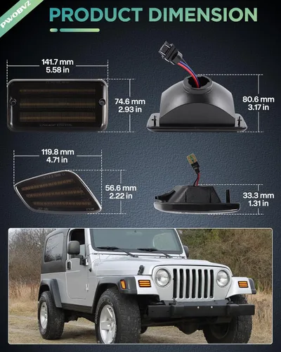Miniatura 3 de Luces direccionales delanteras ámbar para Jeep Wrangler TJ 1997 1998 1999 2000 2001 2002 2003 2004 2005 2006, DRL luces de estacionamiento