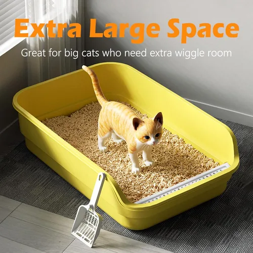 Miniatura 2 de Extea - Caja de arena grande para gatos con lados altos, cajas para gatos de interior, bandeja de arena para gatos para gatitos, caja de arena