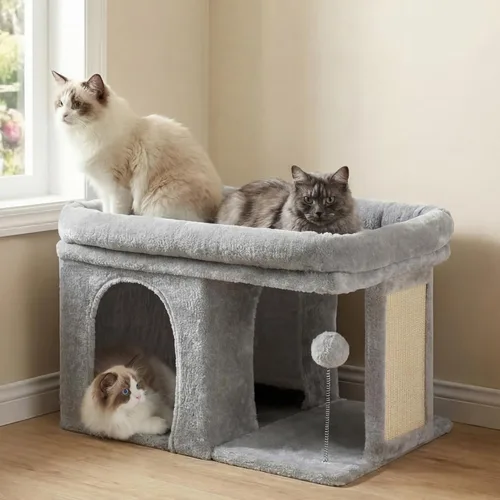 Miniatura 8 de Heybly Árbol para gatos, torre para gatos de 14 pulgadas con cama de percha grande y condominio para gatos de interior para adultos grandes, casa