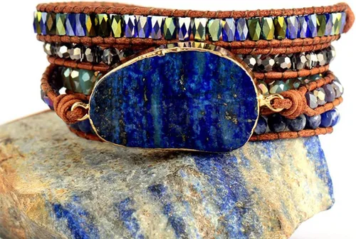 Miniatura 102 de ZOSOJONA - Pulseras bohemias hechas a mano de piedra natural, que dan vuelta, con cuentas de cristal de turquesa