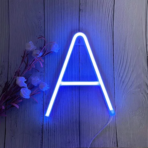 Miniatura 9 de ENUOLI Letreros de neón LED en azul con letras de neón para decoración de pared, luz nocturna, funciona con pilas o USB, letras de neón LED