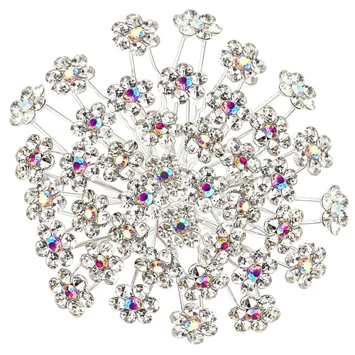 Miniatura 10 de 40 horquillas para el pelo con diamantes de imitación, 40 piezas en forma de U para fiestas, bodas, accesorios para el cabello para mujeres y niñas