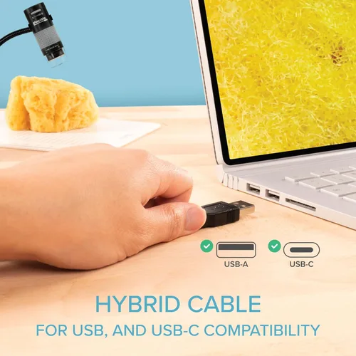 Miniatura 3 de Plugable - Microscopio digital USB 250x, cámara micro de 2 Mpx con brazo flexible y soporte - Microscopio USB y USB-C portátil, compatible