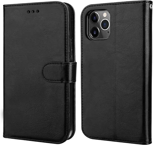 Bocasal Funda tipo cartera para iPhone 11 Pro con tarjetero de piel sintética, función atril, a prueba de golpes, correa protectora para la muñeca
