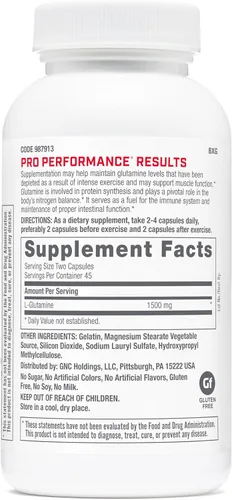 Miniatura 2 de GNC Pro Performance L-Glutamina, 90 cápsulas, apoya la recuperación muscular