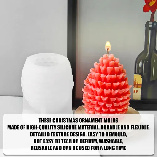 Miniatura 3 de Molde de vela de cono de pino de Navidad, moldes de resina en forma de piña 3D para hacer velas, moldes de silicona para aromaterapia, cera de Molde