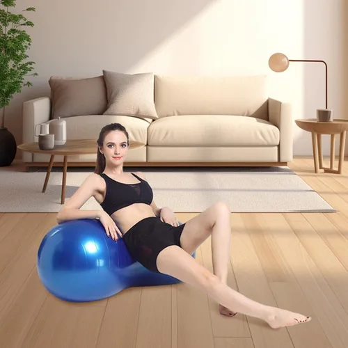 Miniatura 5 de Bola de maní antiestallido PVC grueso 35.4 x 17.7 pulgadas, ejercicio de equilibrio con bomba de aire para niños, embarazo, yoga, gimnasio en casa