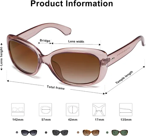 Miniatura 4 de SOJOS Gafas de sol cuadradas vintage para mujer, polarizadas, protección UV, marco Havana SJ2111