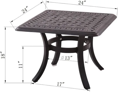 Miniatura 2 de Darlee Mesa auxiliar cuadrada para patio Series 88 de 24" en bronce antiguo