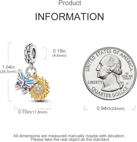 Miniatura 4 de Hapour Abalorios de plata de ley 925 aptos para pulseras de dije, dije de corazón de sol para mascotas, pulsera y collar, cuentas de joyería