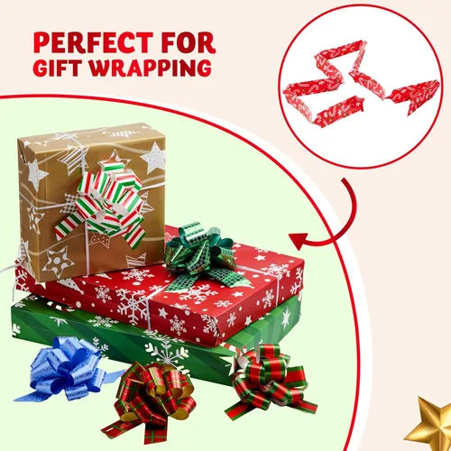 Miniatura 4 de JOYIN 24 lazos de cinta de Navidad (5 pulgadas de ancho); accesorio de envoltura de regalo fácil y rápido para regalos, lazos, cestas, decoración