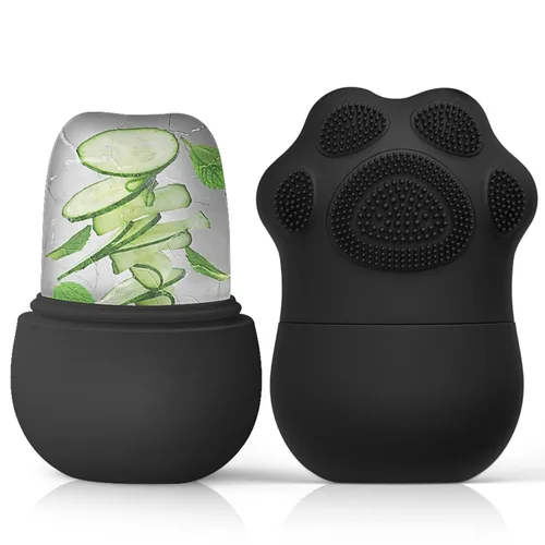 Rodillo facial de hielo para mujer, cubo de hielo para cara y ojos, bolsas para eliminar los ojos, reducir el dolor de migraña, garras de gato