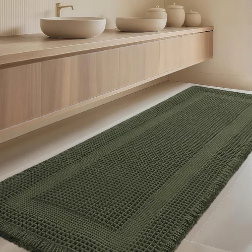 Miniatura 56 de Tapete de baño con diseño de gofre, moderno, bohemio, absorbente, antideslizante, ultrasuave, lavable a máquina, con letra de baño, dormitorio