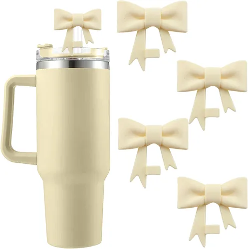 Miniatura 14 de 6 piezas de cubiertas de pajita de silicona para vasos Stanley de 40/30 oz 10 mm (0.4 pulg) cubiertas de pajita a prueba de polvo con diseño