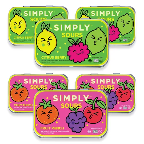 Miniatura 11 de SIMPLY Sours - Latas de caramelo agrio de bayas cítricas (paquete de 3), veganas, sin OMG, sin jarabe de maíz, sin colores ni sabores artificiales