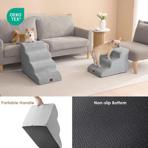 Miniatura 5 de EHEYCIGA Rampa de escaleras curvadas para perros pequeños de 15.7 pulgadas de alto, escalones para perros de 3 escalones para sofá y silla