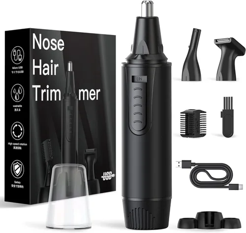 XOOMRSCP Recortadora de pelo de nariz para hombres, recortadora de pelo recargable 3 en 1, sin dolor, multifuncional, para orejas y nariz, con Negro