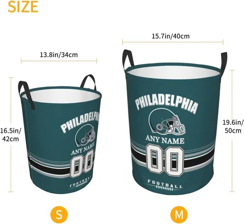 Miniatura 4 de Cesta de lavandería Philadelphia, cesta de lavandería personalizada estilo fútbol, cesta de almacenamiento plegable personalizada con nombre