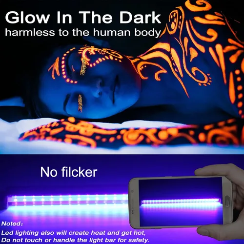 Miniatura 2 de Barra de luz LED negra, 10 W, 1 pie, USB, portátil, T5, tubo de luz negra UV que brilla en la oscuridad para pintura corporal, decoración