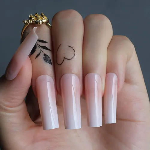 Miniatura 18 de Uñas postizas largas a presión, cuadradas, francesas, nude, rosa, lazo de lujo y diamantes de imitación de flores 3D, 24 unidades, uñas brillantes