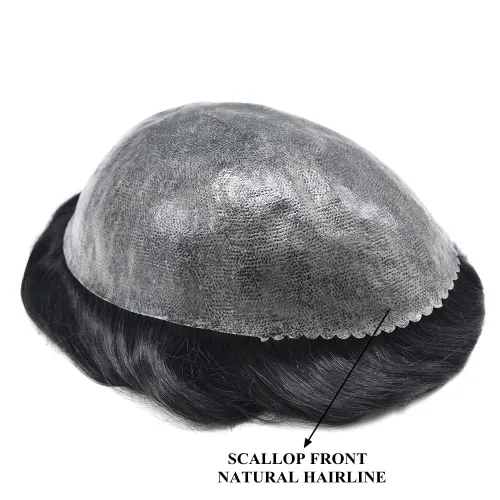 Miniatura 4 de Toupee para hombres, postizo completo de polietileno, sistema de cabello de repuesto duradero PU para hombre, unidad de pelo tipo tupé para hombres