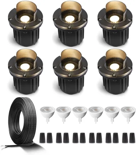 Miniatura 21 de Gardenreet - Luz de pozo de latón de 12 V para exteriores, impermeable, iluminación de paisaje, faro superior de bajo voltaje LED Ip65, bronce